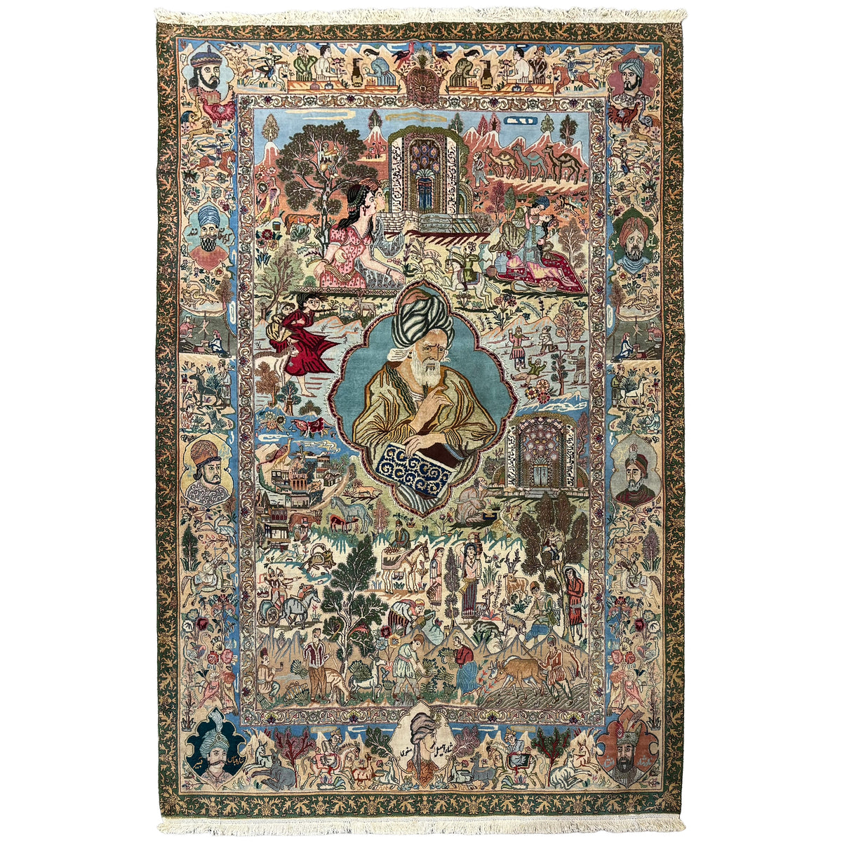 Fine Hand-knotted Wool Pictorial Tabriz 50 Raj Persian Rug  200cm x 297cm