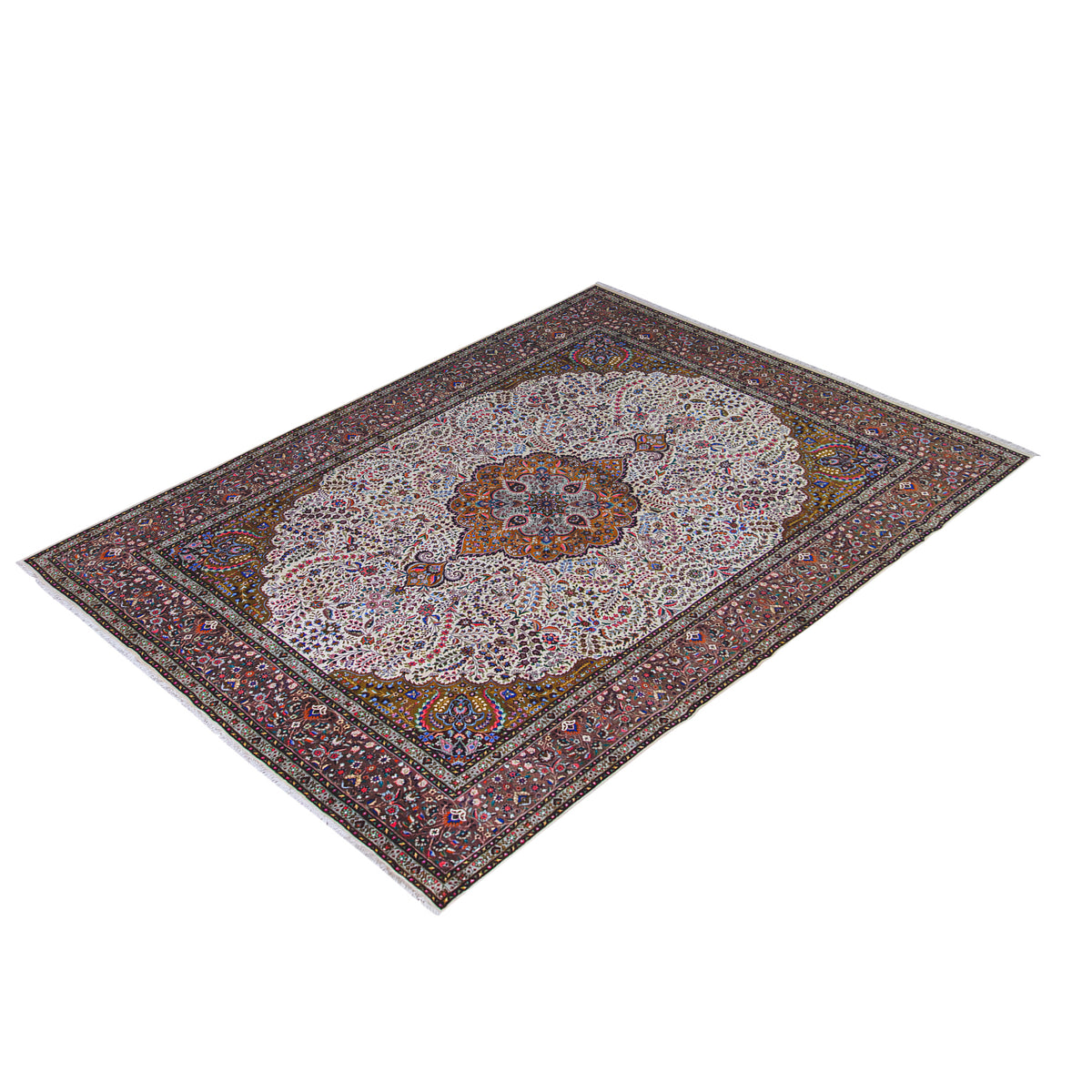 Persian Tabriz Rug Hand-Knotted Wool Medallion Design 299cm x 394cm