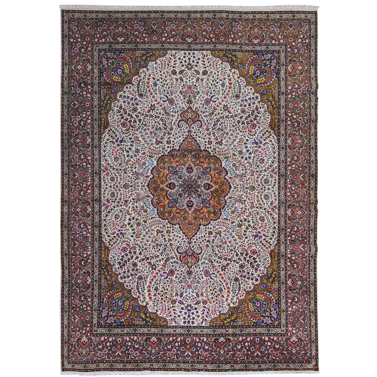 Persian Tabriz Rug Hand-Knotted Wool Medallion Design 299cm x 394cm