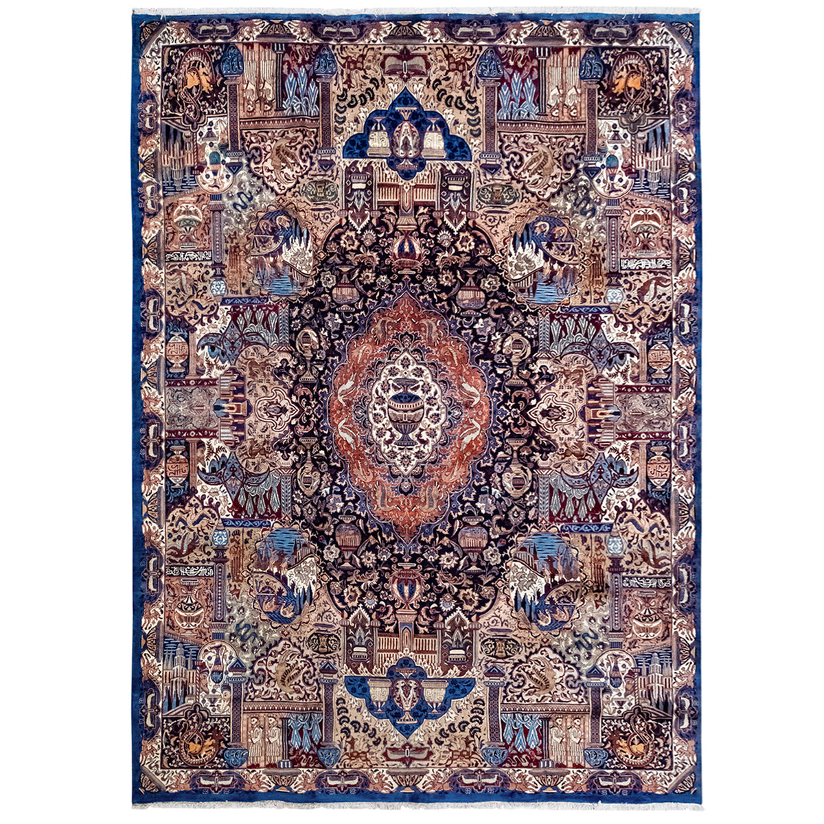Kashmar Fine Persian Rug – Hand Knotted Wool, Zir Khaki Design 300 x 390