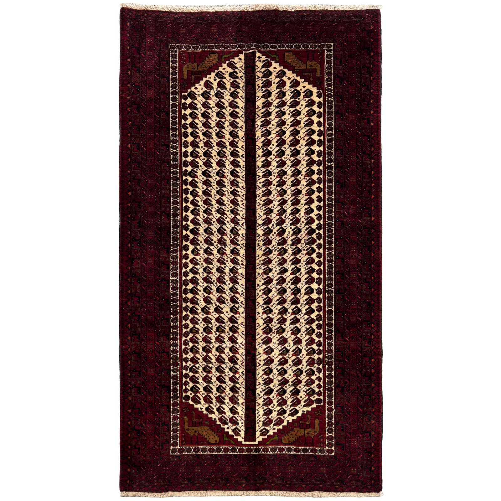 Fine Handmade Wool Baluchi Persian Rug 112cm x 208cm