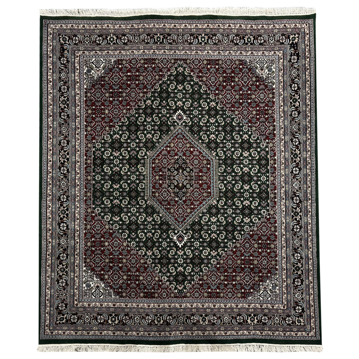 Fine Hand-knotted Wool Traditional Green Rug 248cm x 292cm