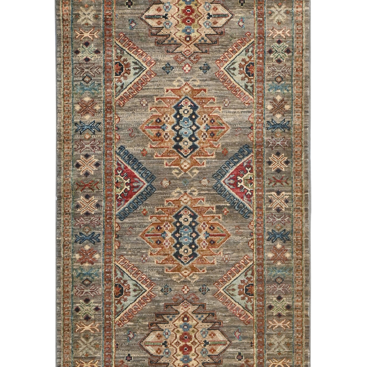 Fine Hand-knotted Wool Tribal Geometric Runner 81cm x 250cm
