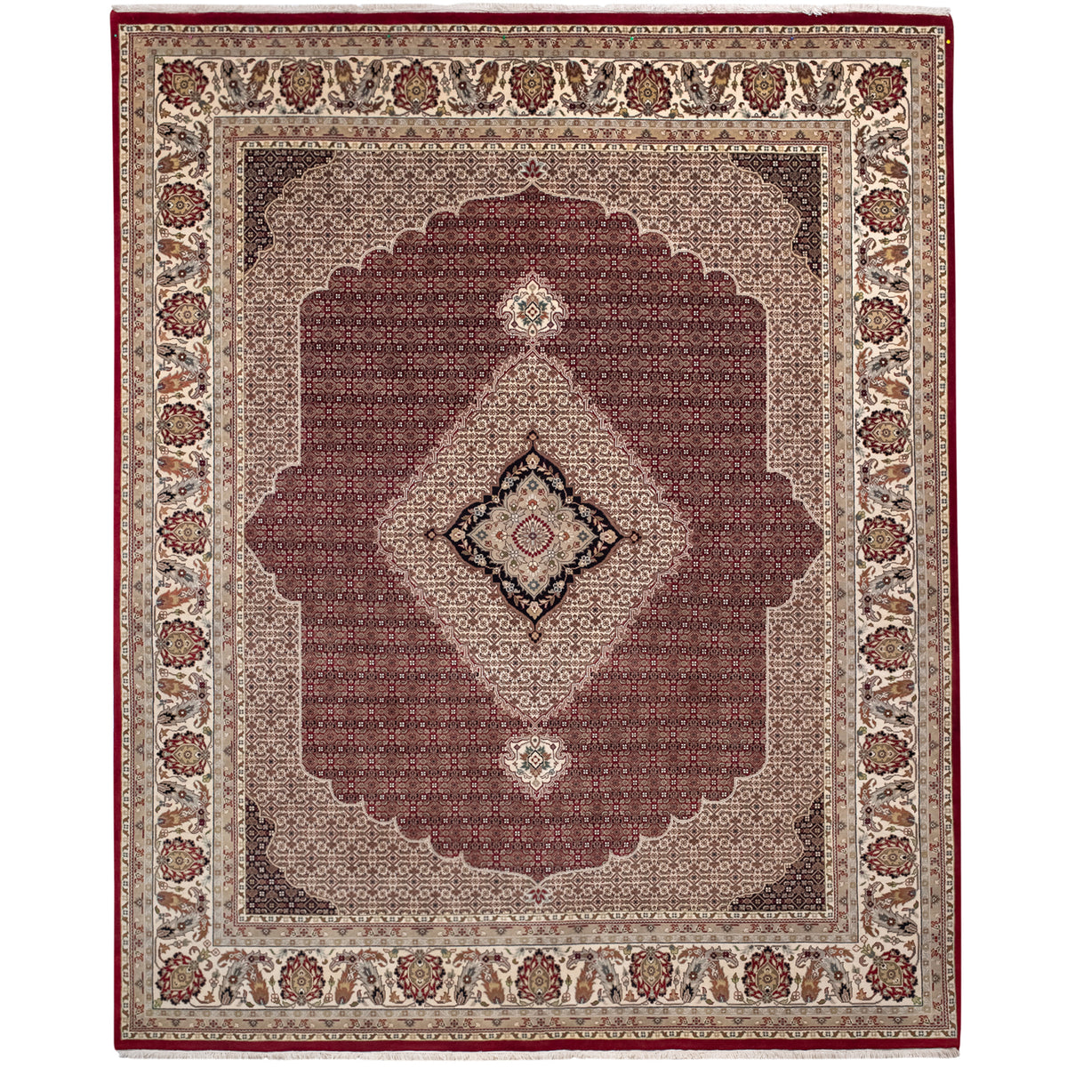 Fine Hand Knotted Wool & Silk Mahi Design Rug 249cm x 307cm