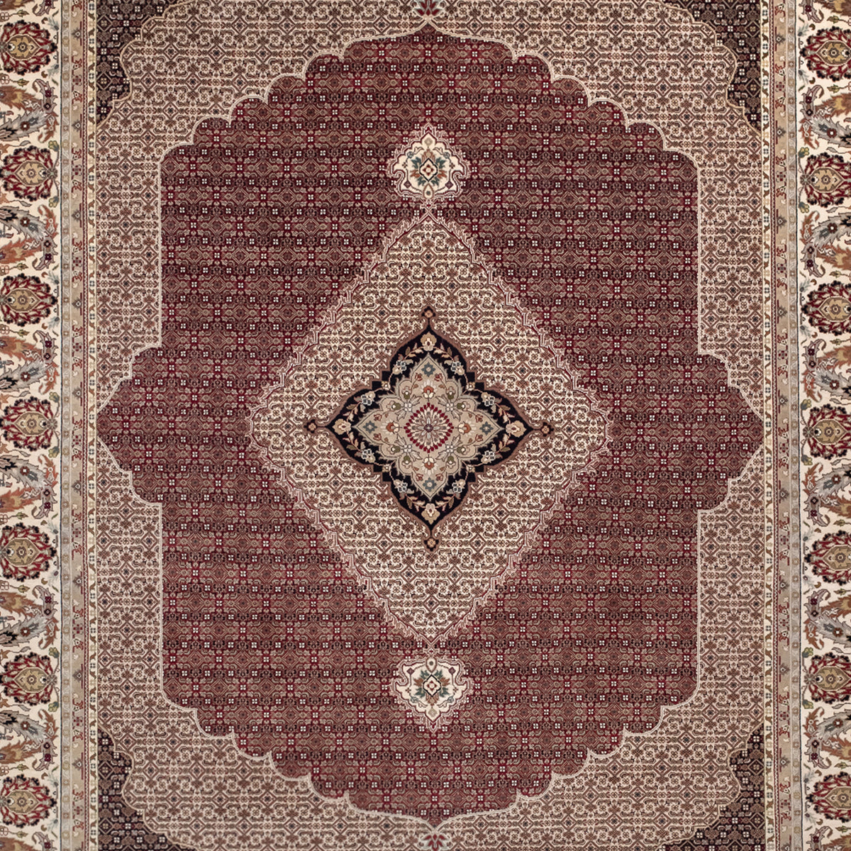 Fine Hand Knotted Wool & Silk Mahi Design Rug 249cm x 307cm