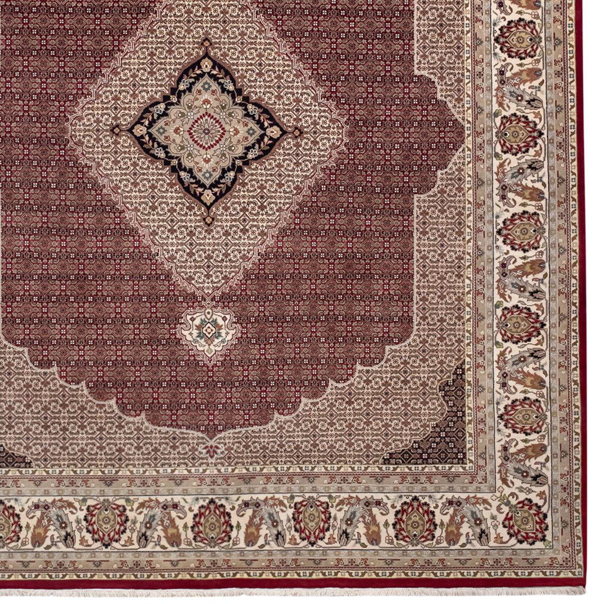 Fine Hand Knotted Wool & Silk Mahi Design Rug 249cm x 307cm