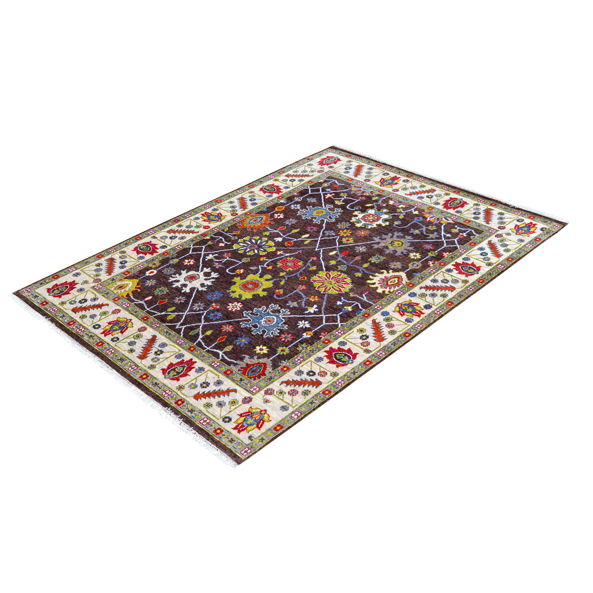 Hand-knotted Wool Oushak Modern Brown Rug 244cm x 315cm