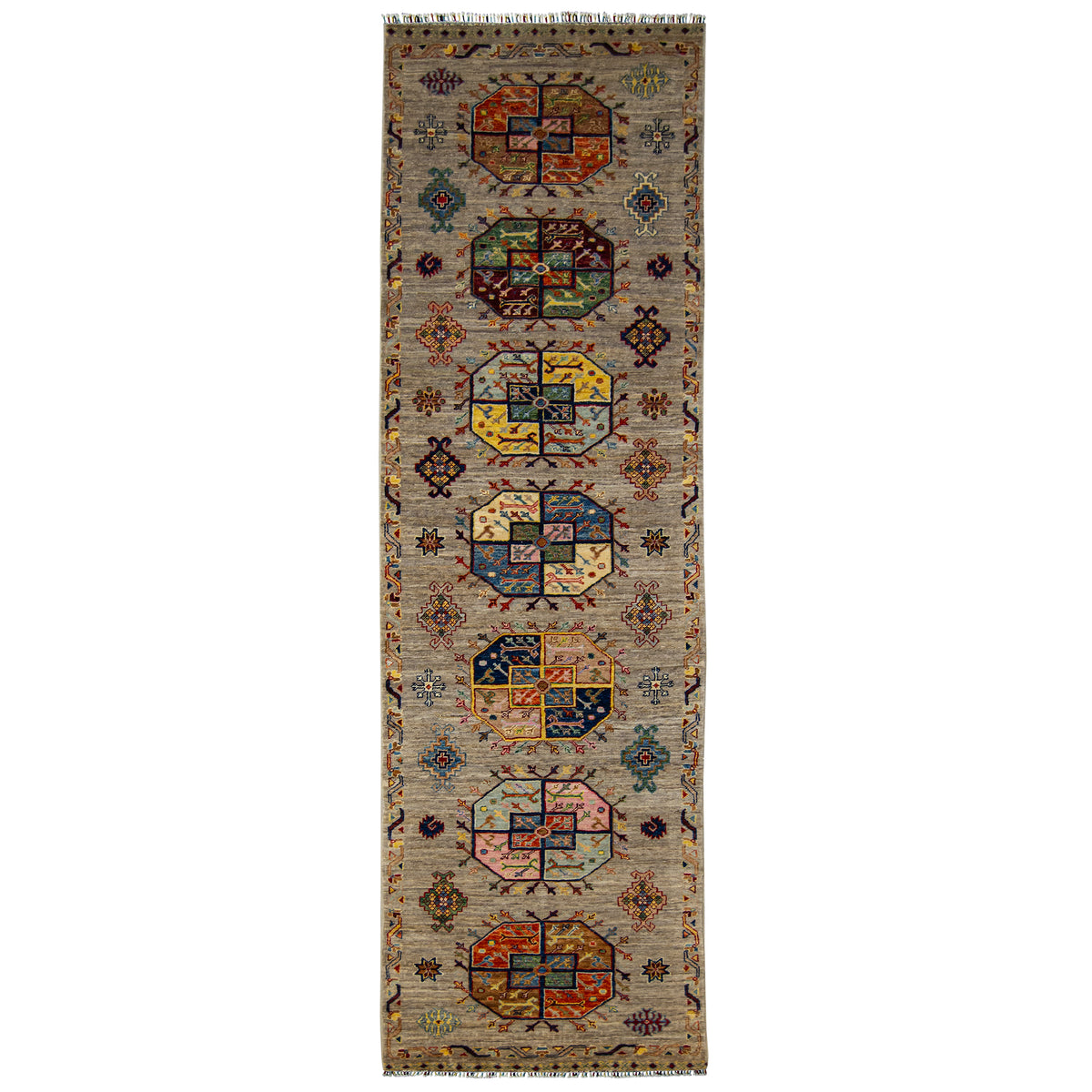 Fine Hand-knotted Wool Tribal Hallway Runner 85cm x 295cm