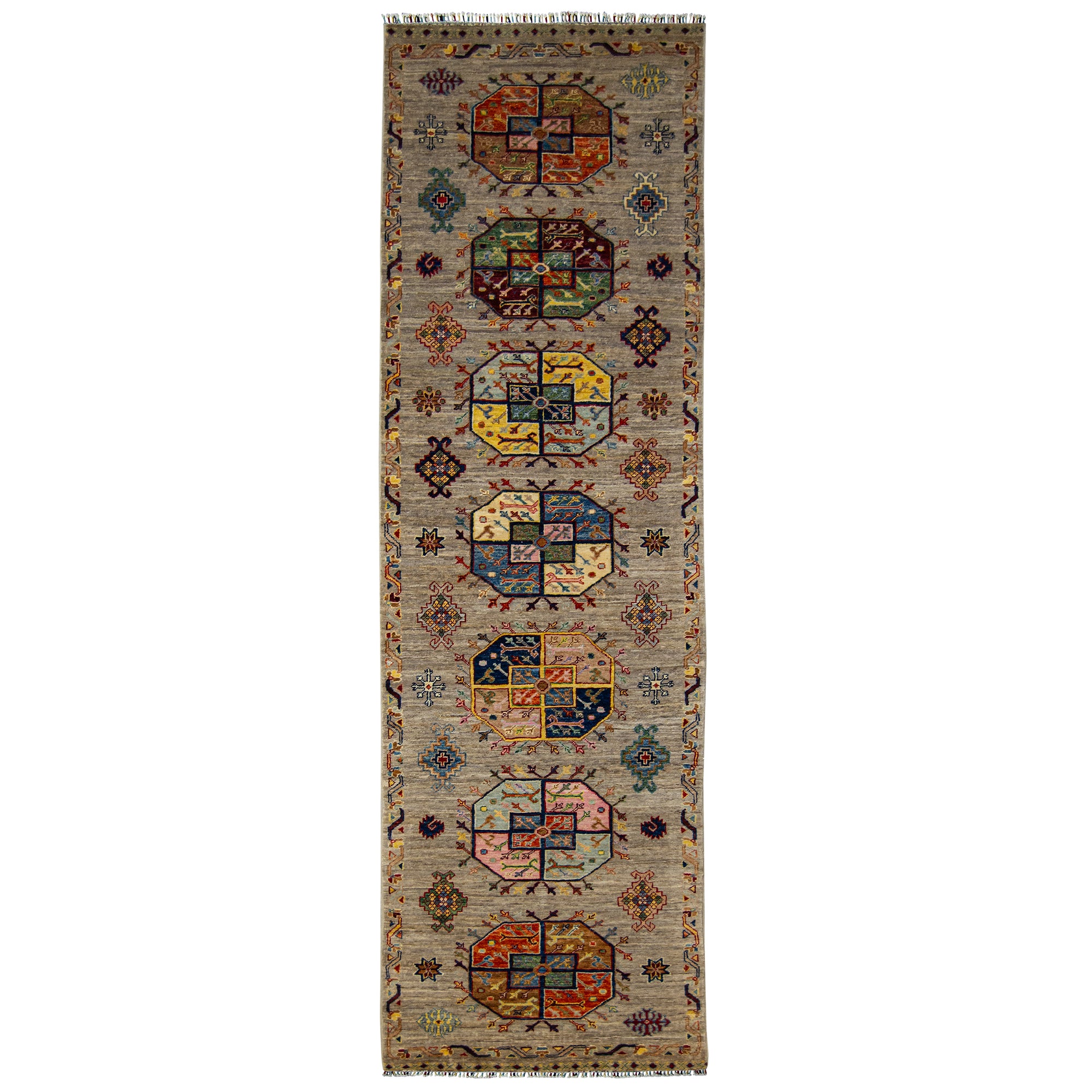 Fine Hand-knotted Wool Tribal Hallway Runner 85cm x 295cm