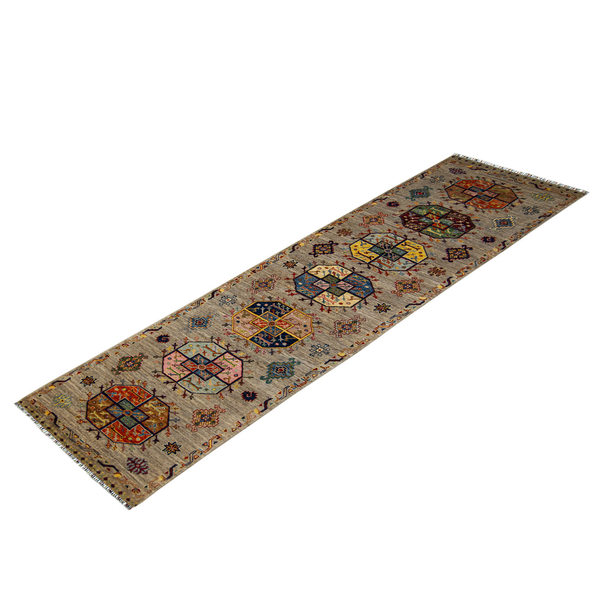 Fine Hand-knotted Wool Tribal Hallway Runner 85cm x 295cm