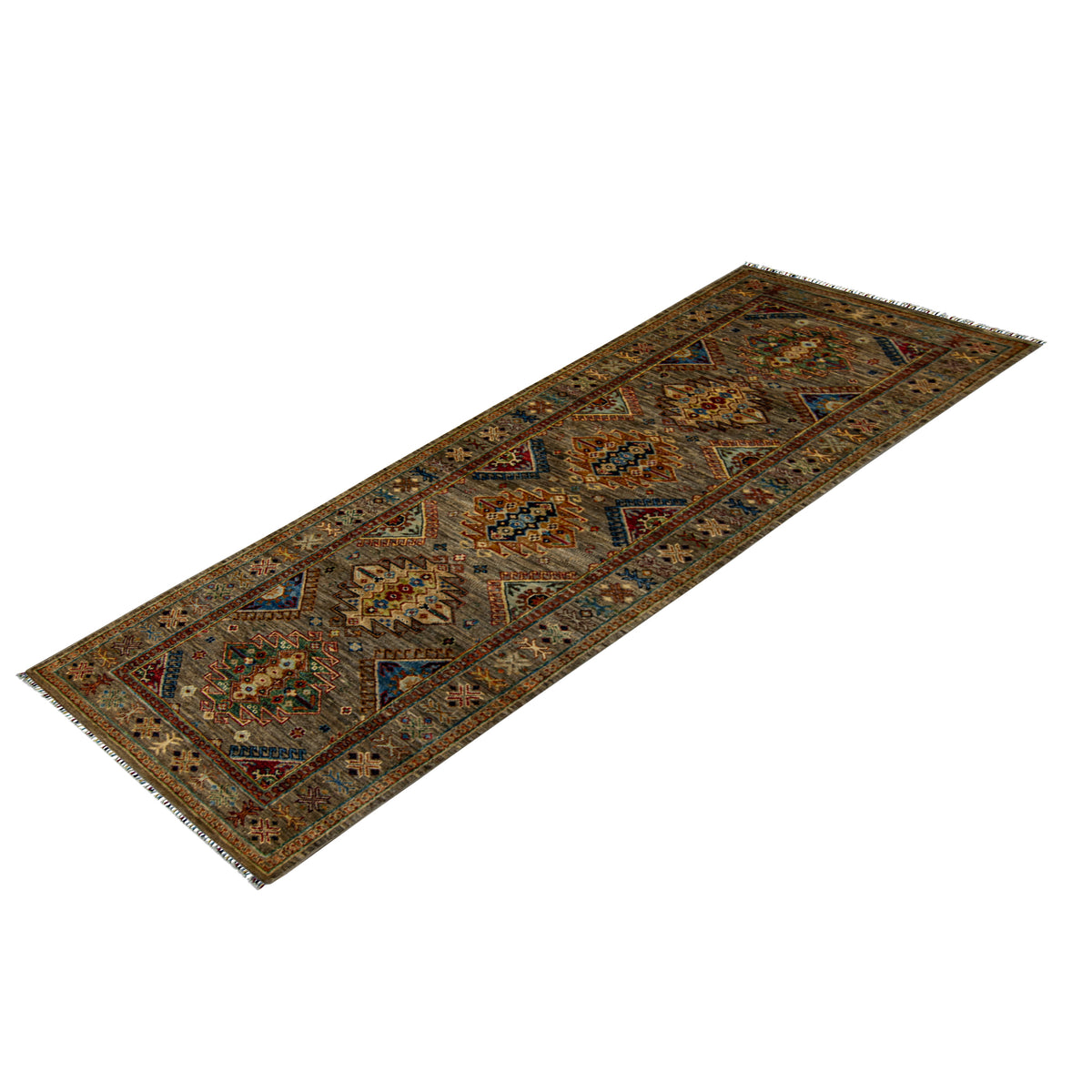 Fine Hand-knotted Wool Tribal Geometric Runner 81cm x 250cm