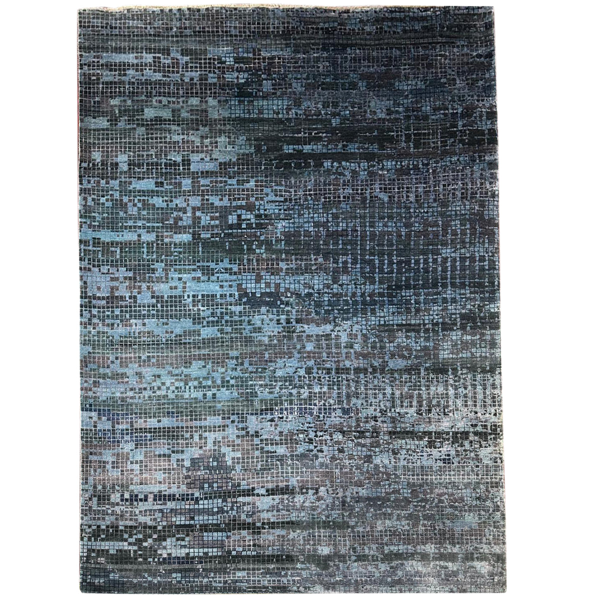 Fine Handmade Wool Modern Blue Rug 206cm x 302cm