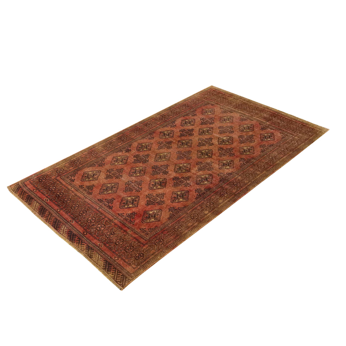 Hand-knotted Wool Turkmen Vintage Rug 191cm x 279cm