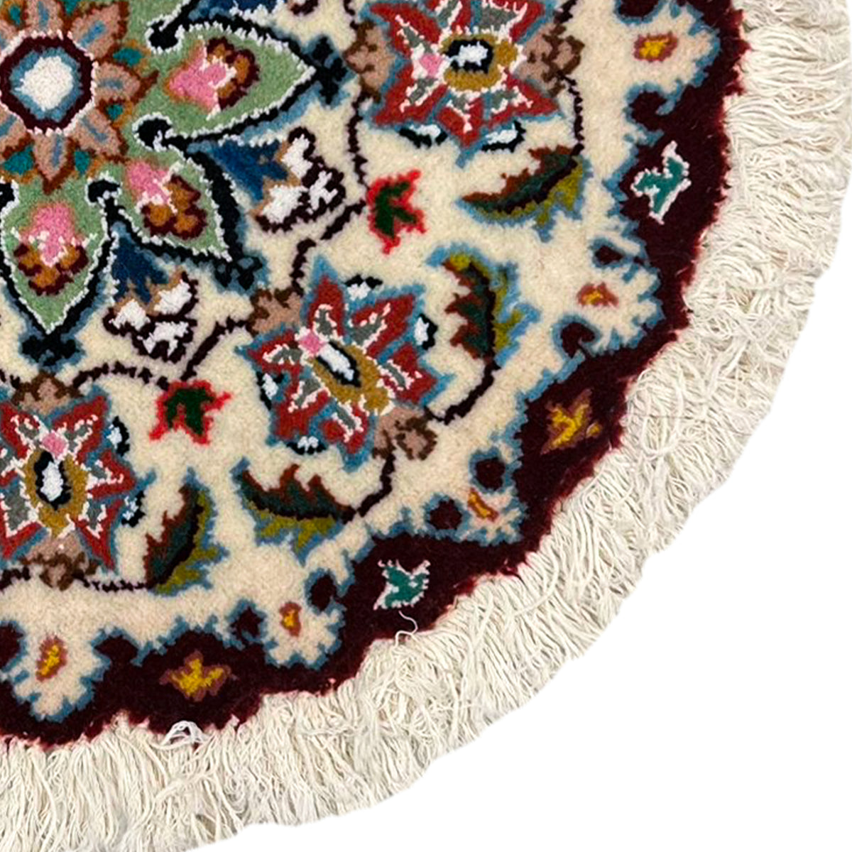 Hand-Knotted Wool Small Nain Persian Round Rug 45cm x 45cm