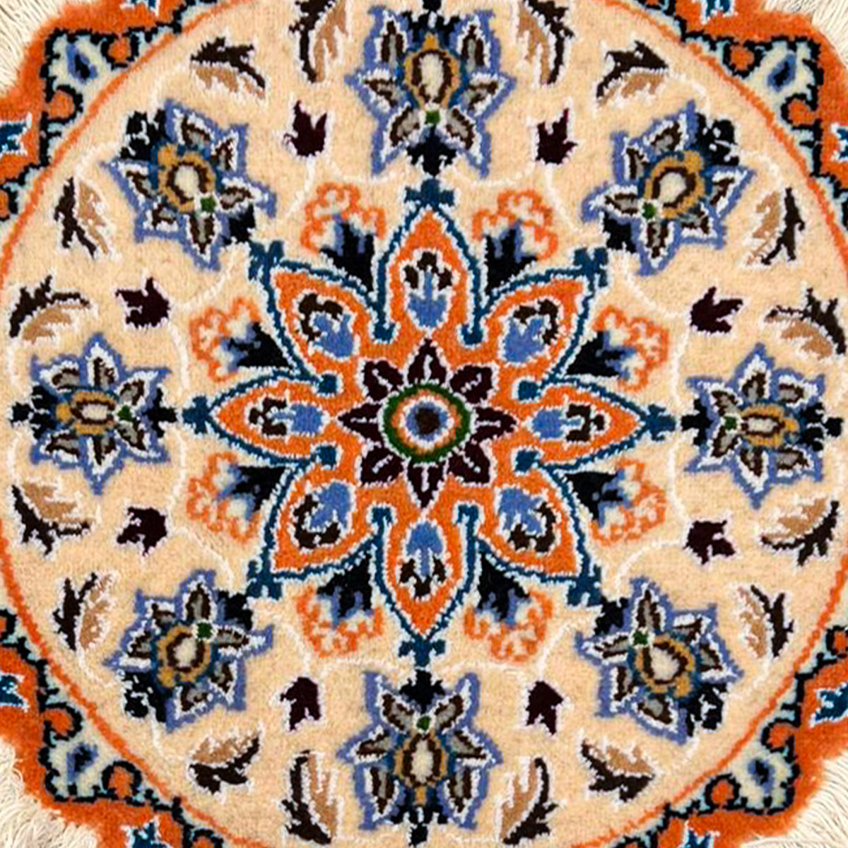 Hand-Knotted Wool Small Nain Persian Round Rug 45cm x 45cm