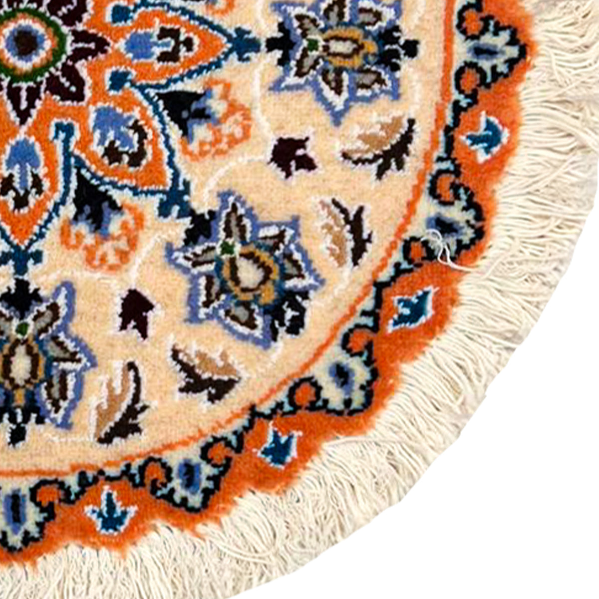 Hand-Knotted Wool Small Nain Persian Round Rug 45cm x 45cm