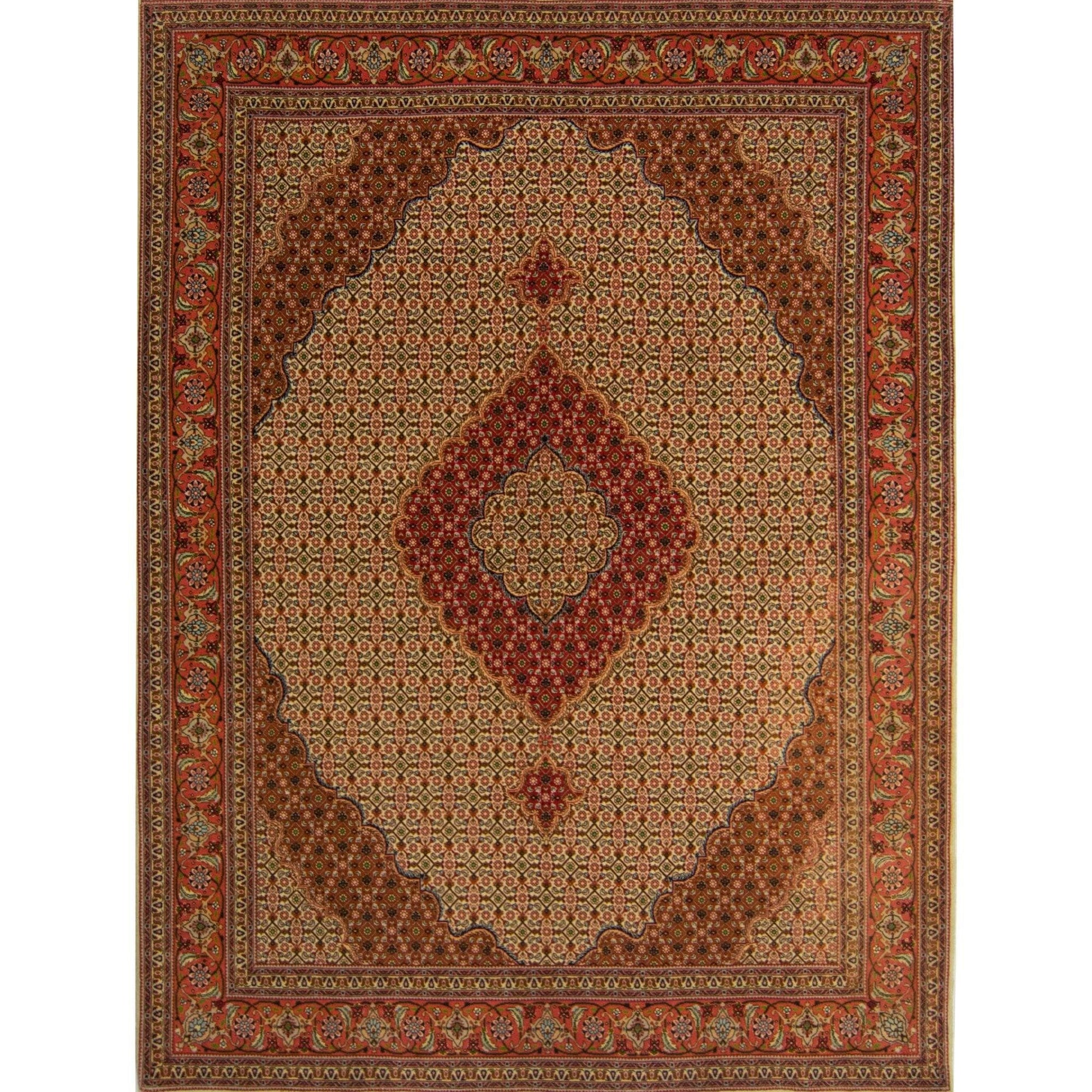 Fine Hand-knotted Wool & Silk Tabriz Persian Tabriz Rug 151cm x 199cm