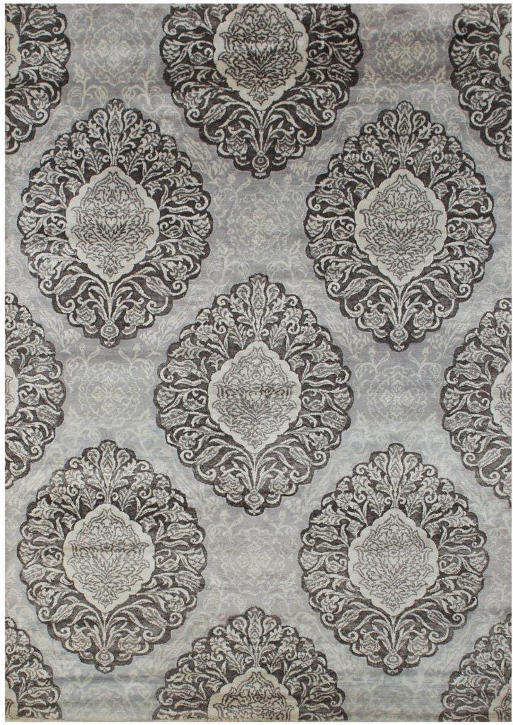 Fine Handmade Wool & Silk Grey Modern Rug 170cm x 243cm