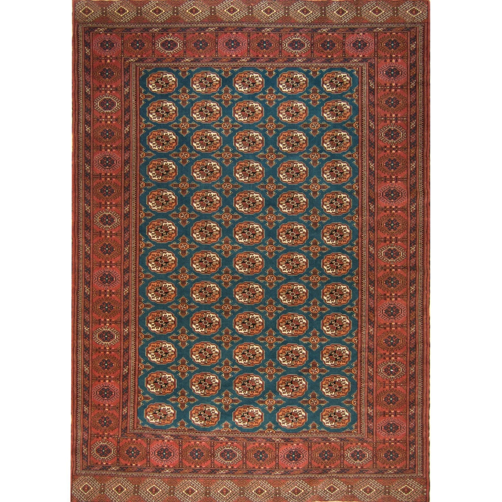 Super Fine Hand-knotted 100% Wool Persian Turkmen Rug 211cm x 294cm