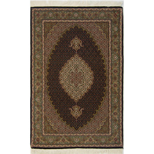 Persian Fine Hand-knotted Wool and Silk Tabriz-Mahi Rug 100 cm x 154 cm