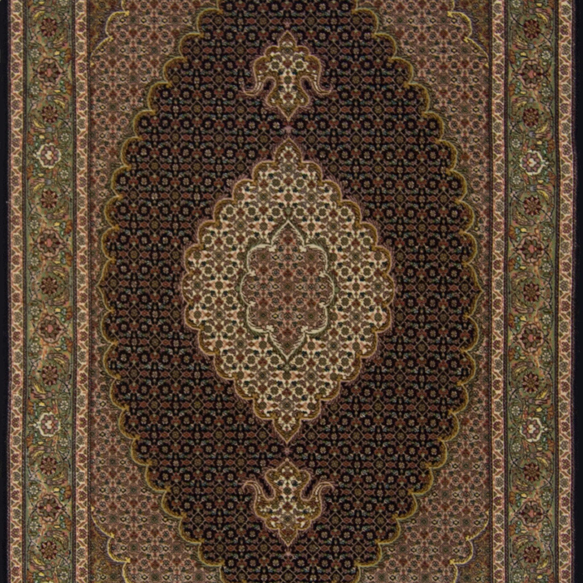Persian Fine Hand-knotted Wool and Silk Tabriz-Mahi Rug 100 cm x 154 cm