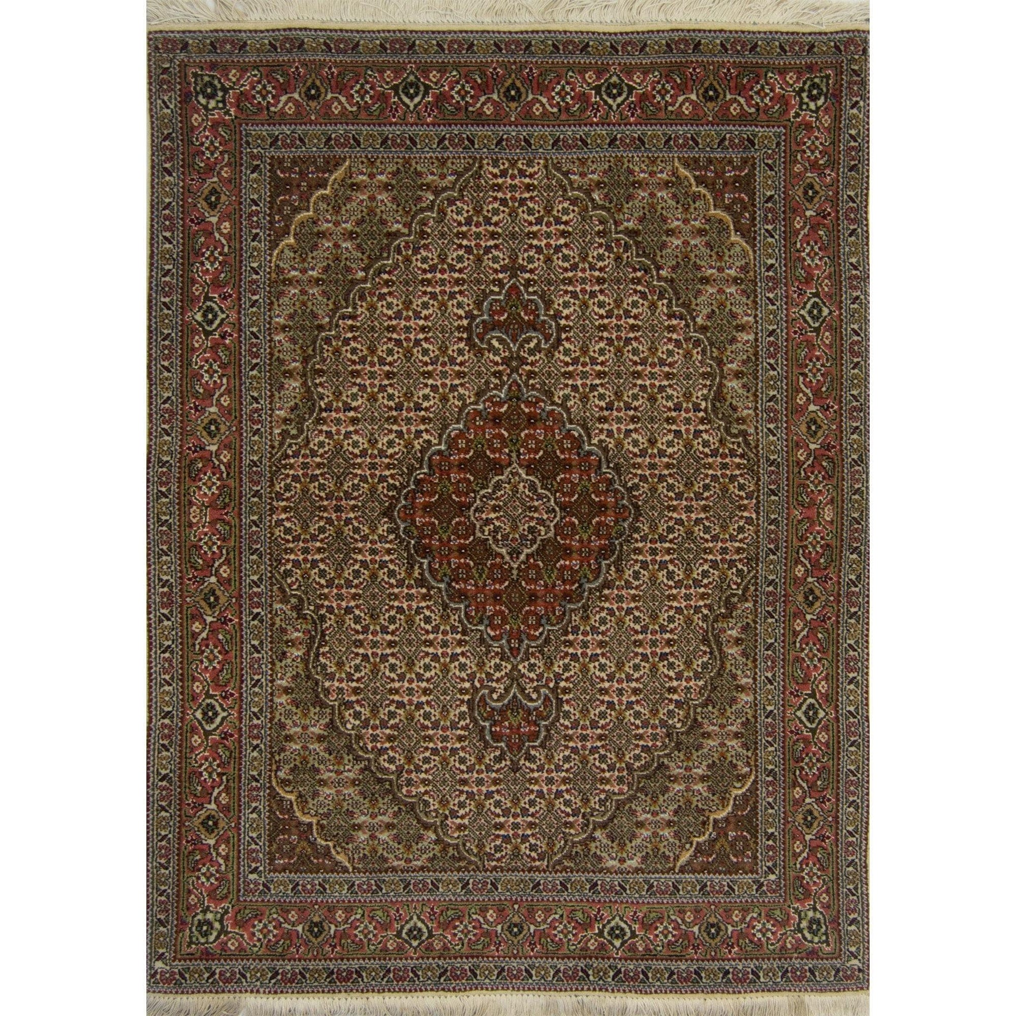 Fine Hand-knotted Wool and Silk Persian Tabriz - Mahi Rug 104cm x 156cm