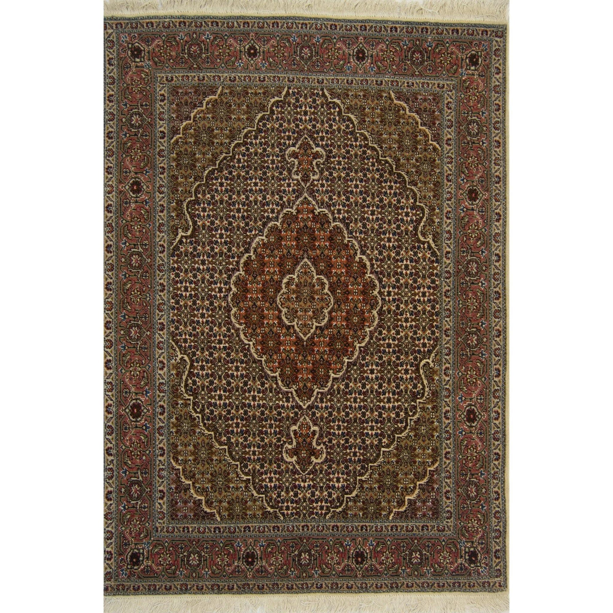 Fine Hand-knotted Wool and Silk Persian Tabriz - Mahi Rug 104cm x 150cm