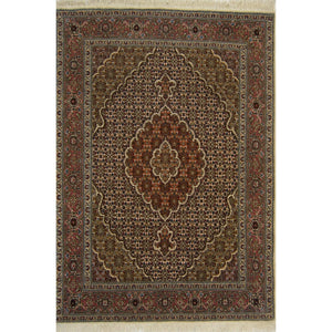 Fine Hand-knotted Wool and Silk Persian Tabriz - Mahi Rug 104cm x 150cm