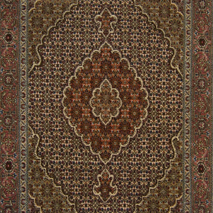 Fine Hand-knotted Wool and Silk Persian Tabriz - Mahi Rug 104cm x 150cm