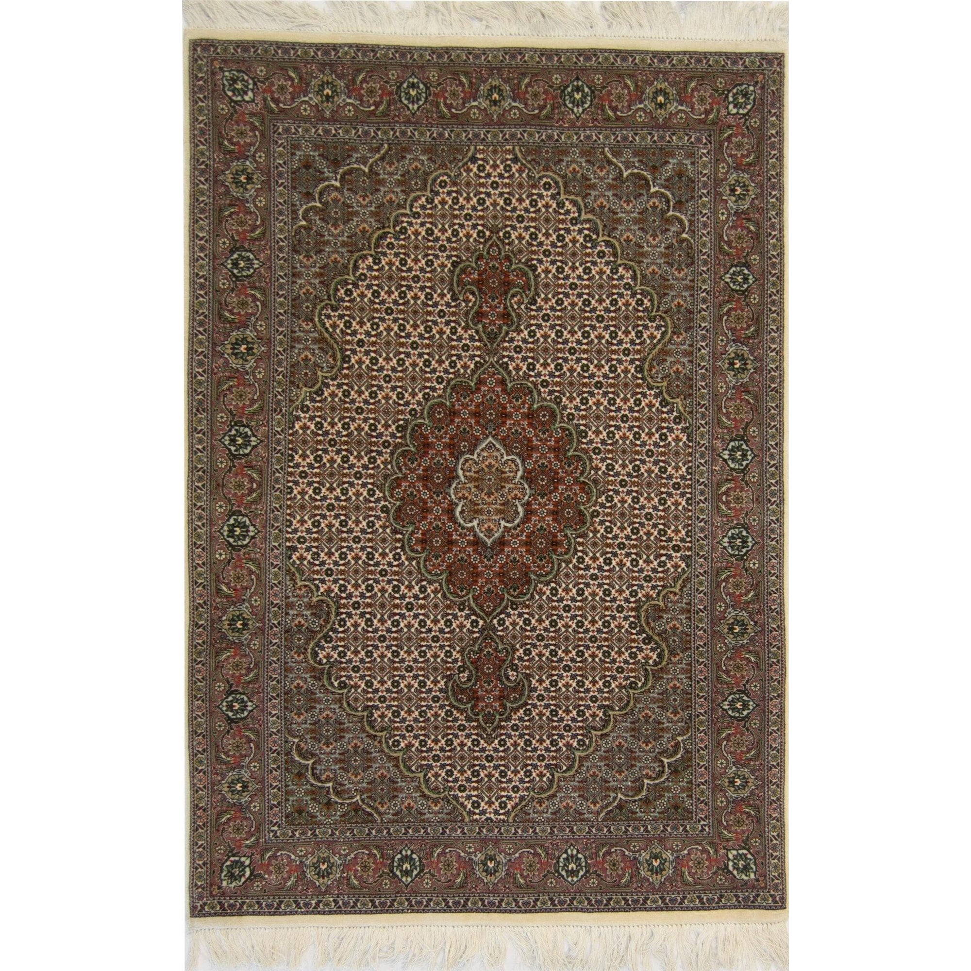 Fine Wool and Silk Hand-knotted Persian Tabriz - Mahi Rug 101cm x 152cm