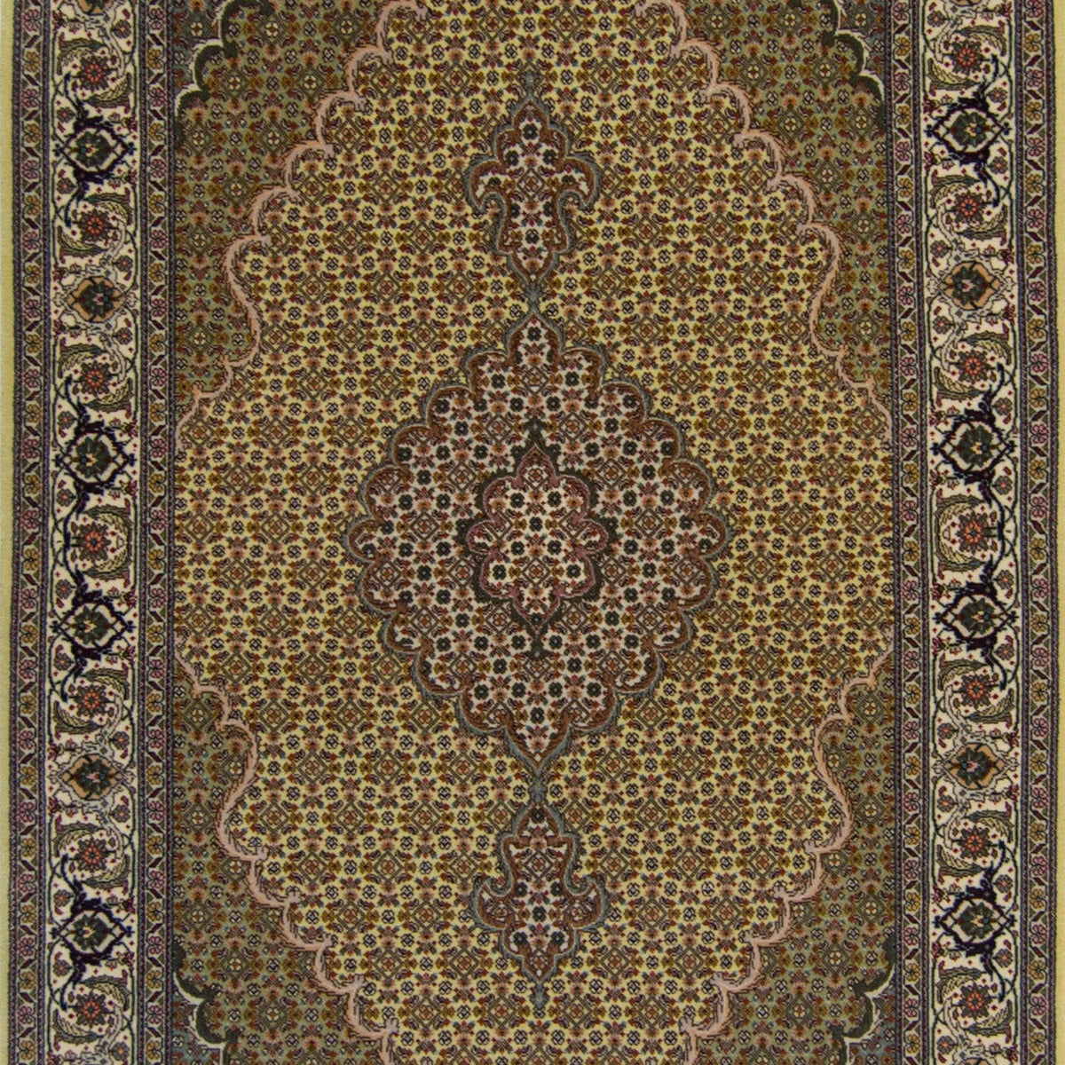 Fine Hand-knotted Persian Wool and Silk Tabriz - Mahi Rug 101cm x 155cm