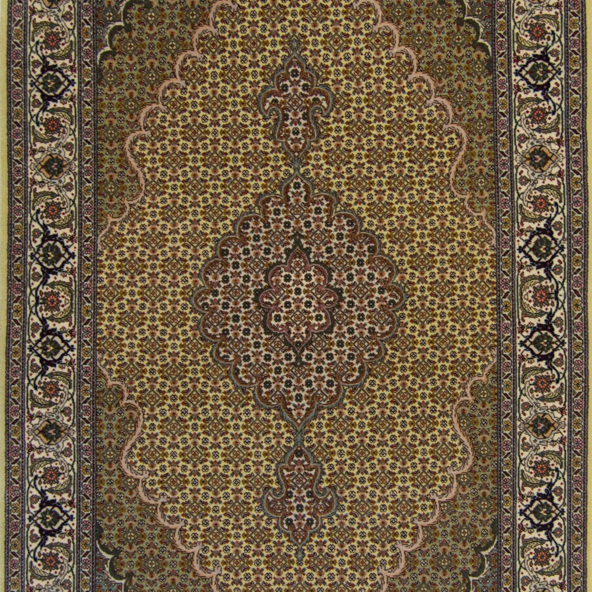 Fine Hand-knotted Persian Wool and Silk Tabriz - Mahi Rug 101cm x 155cm