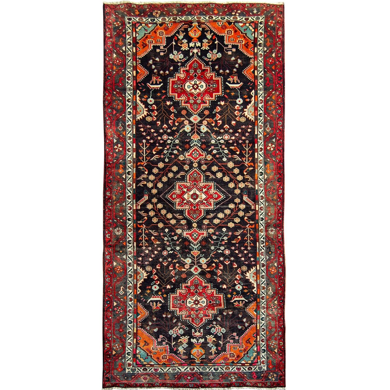 Fine Hand-knotted Wool Vintage Persian Runner 140cm x 308cm