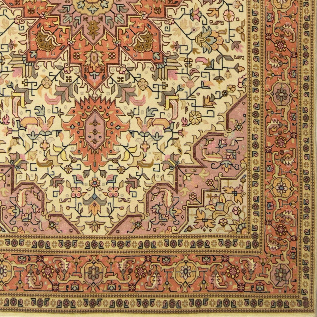 Super Fine Hand-knotted Persian Wool and Silk Tabriz Rug 154cm x 209cm
