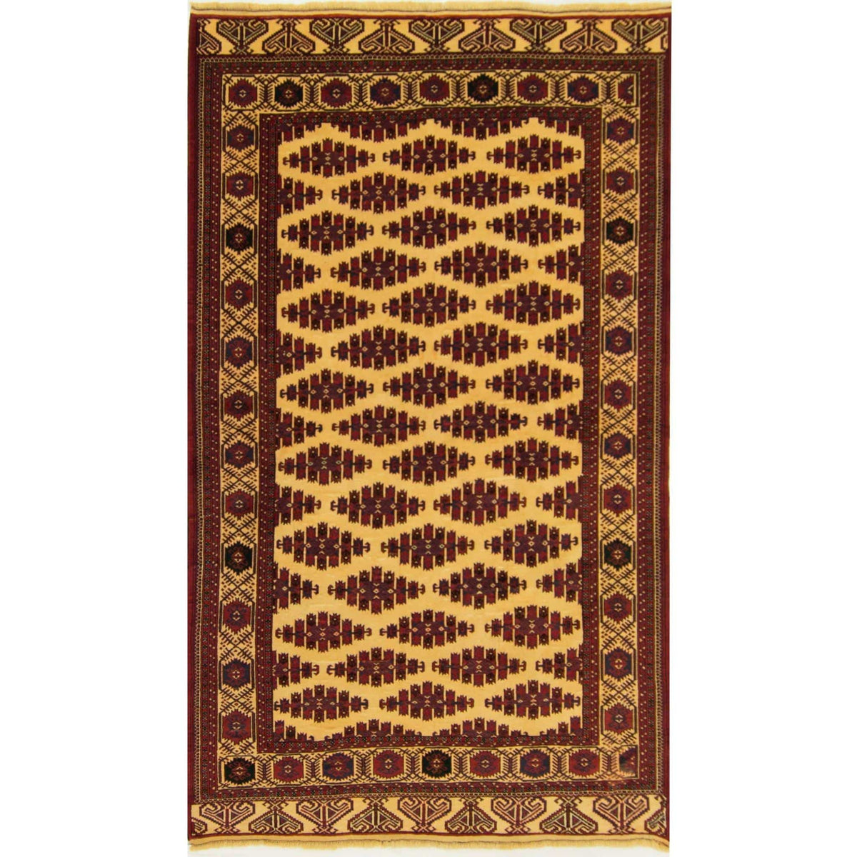 Fine Hand-knotted 100% Wool Persian Turkmen Rug 214cm x 334cm
