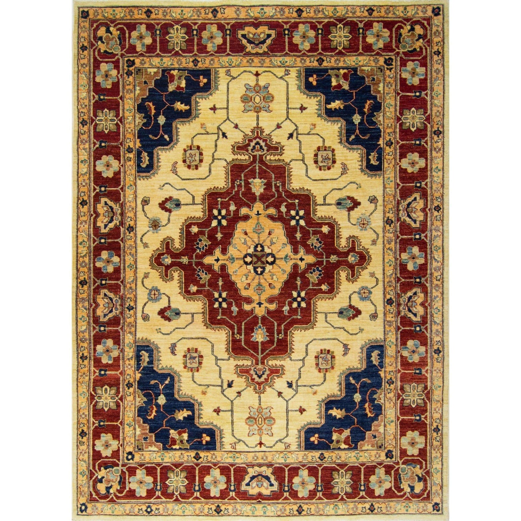 Fine Hand-knotted Wool Heriz Rug 188cm x 254cm