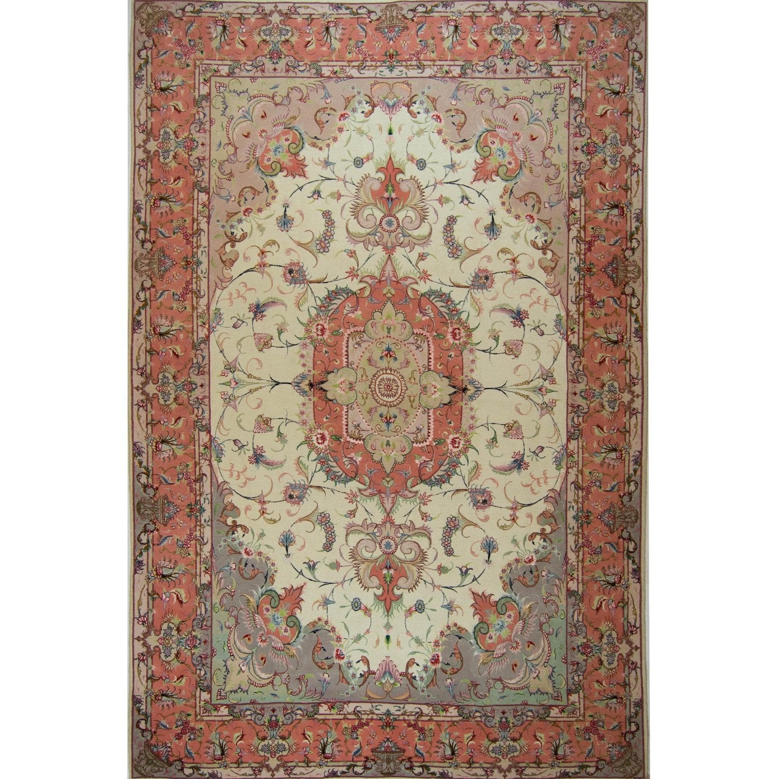 Super Fine Hand-knotted Persian Wool and Silk Tabriz Rug ( SIGNED )204 cm x 313 cm