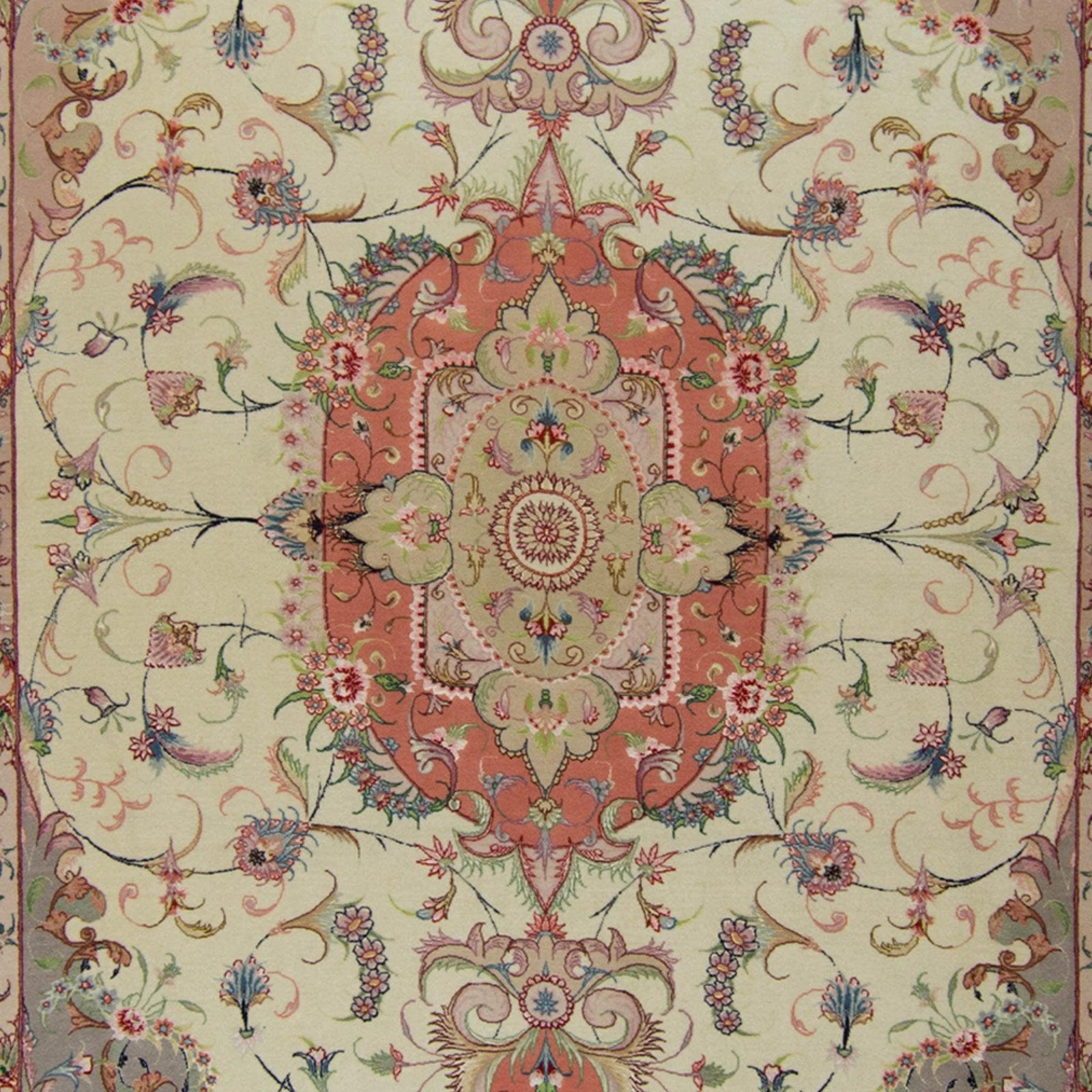 Super Fine Hand-knotted Persian Wool and Silk Tabriz Rug ( SIGNED )204 cm x 313 cm