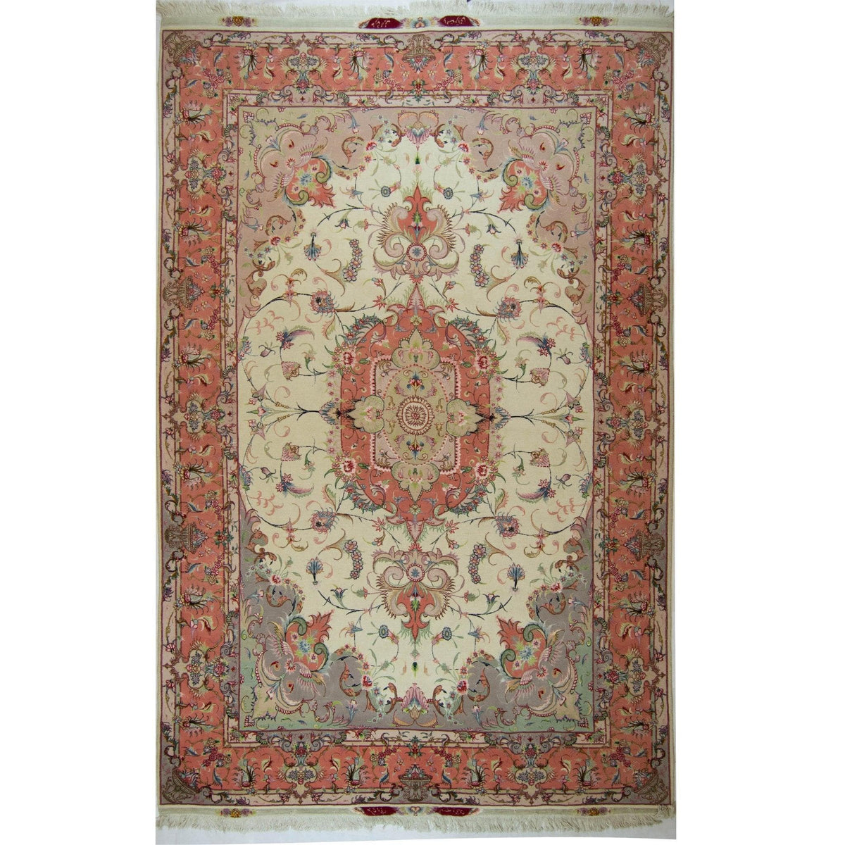 Super Fine Hand-knotted Persian Wool and Silk Tabriz Rug ( SIGNED )204 cm x 313 cm