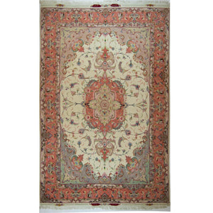 Super Fine Hand-knotted Persian Wool and Silk Tabriz Rug ( SIGNED )204 cm x 313 cm