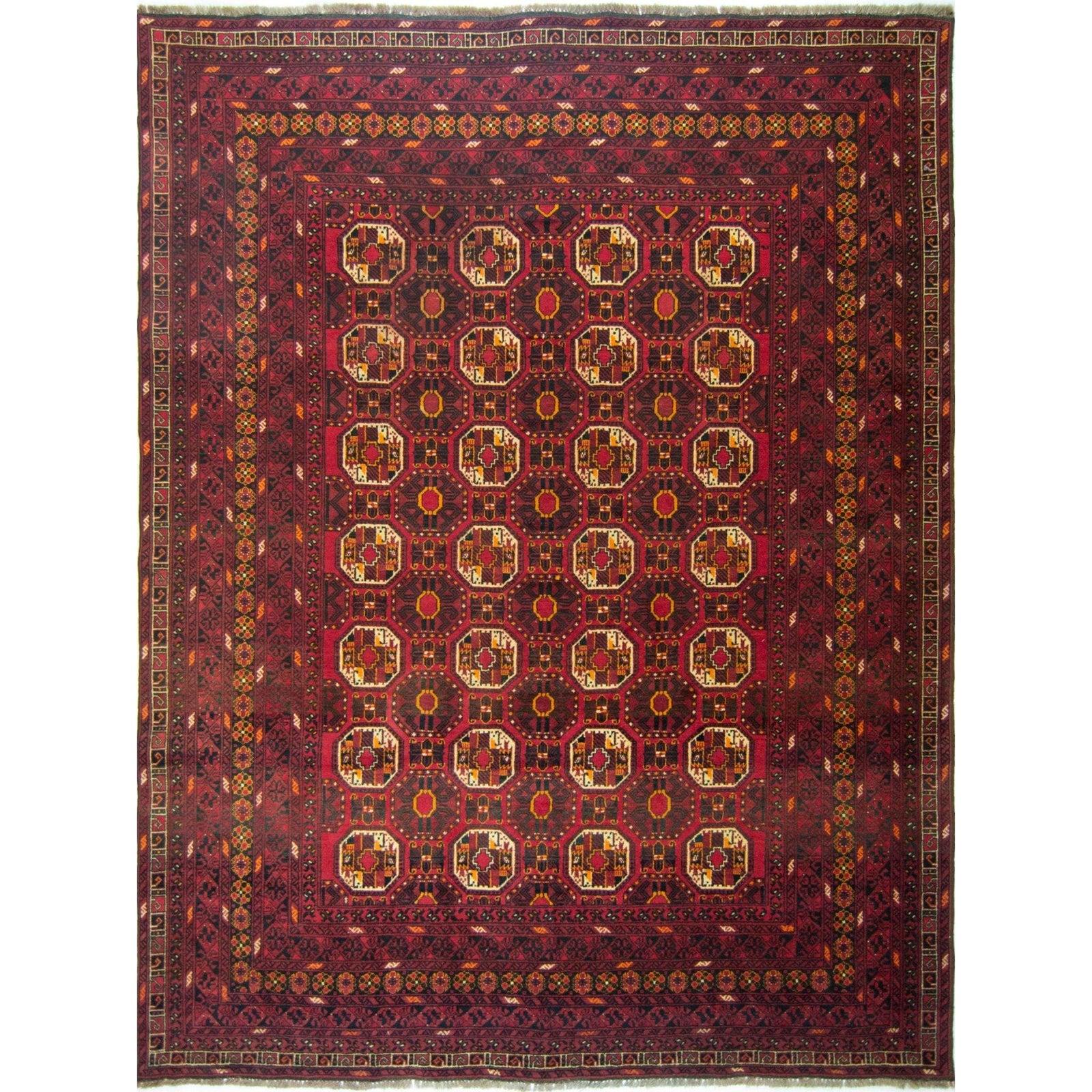 Vintage Hand-knotted 100% Wool Afghan Rug 220 CM X 280 CM
