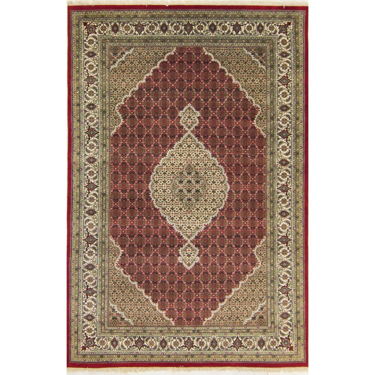 Fine Hand-knotted Wool &amp; Silk Tabriz - Mahi Design Rug 203cm x 303cm