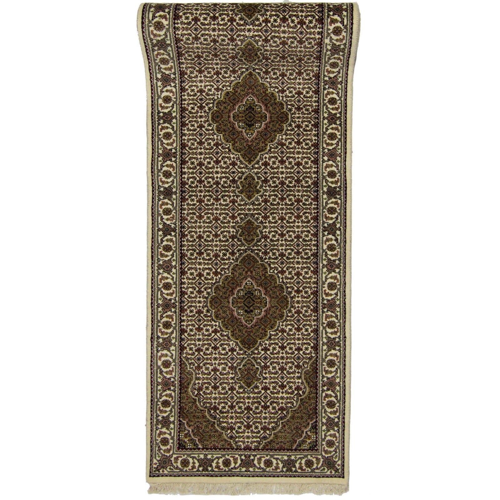 Fine Hand-knotted NZ Wool Tabriz-Mahi Design Runner 86cm x 300cm