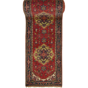 Hand-knotted Wool Persian Heriz Design Runner 78cm x 600cm