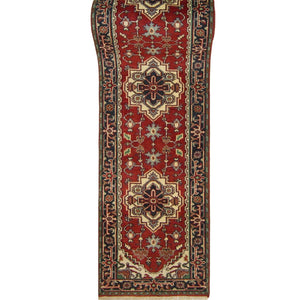 Hand-knotted Wool Persian Heriz Runner 80cm x 594cm