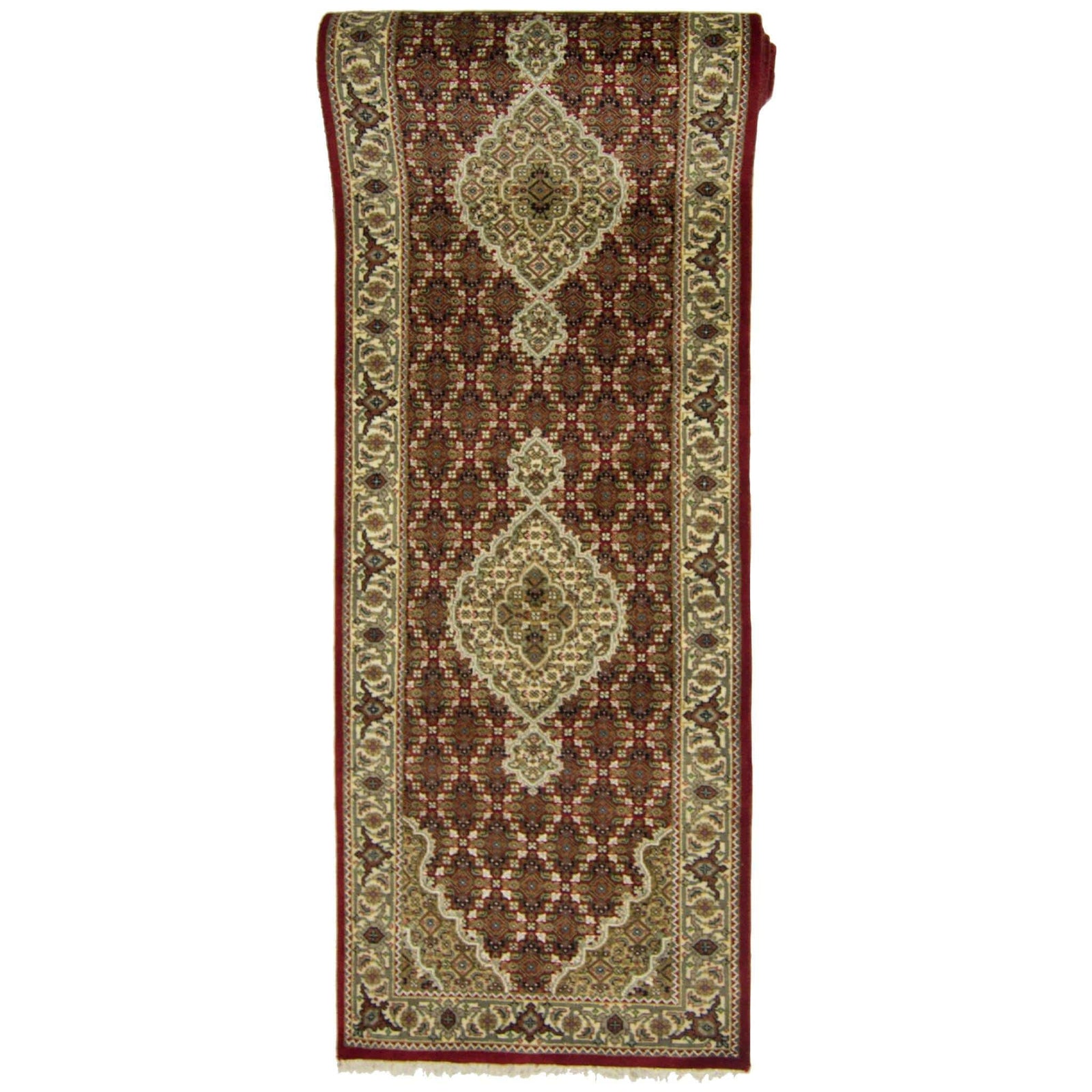 Fine Hand-knotted NZ Wool Tabriz Design Runner 82cm x 341cm