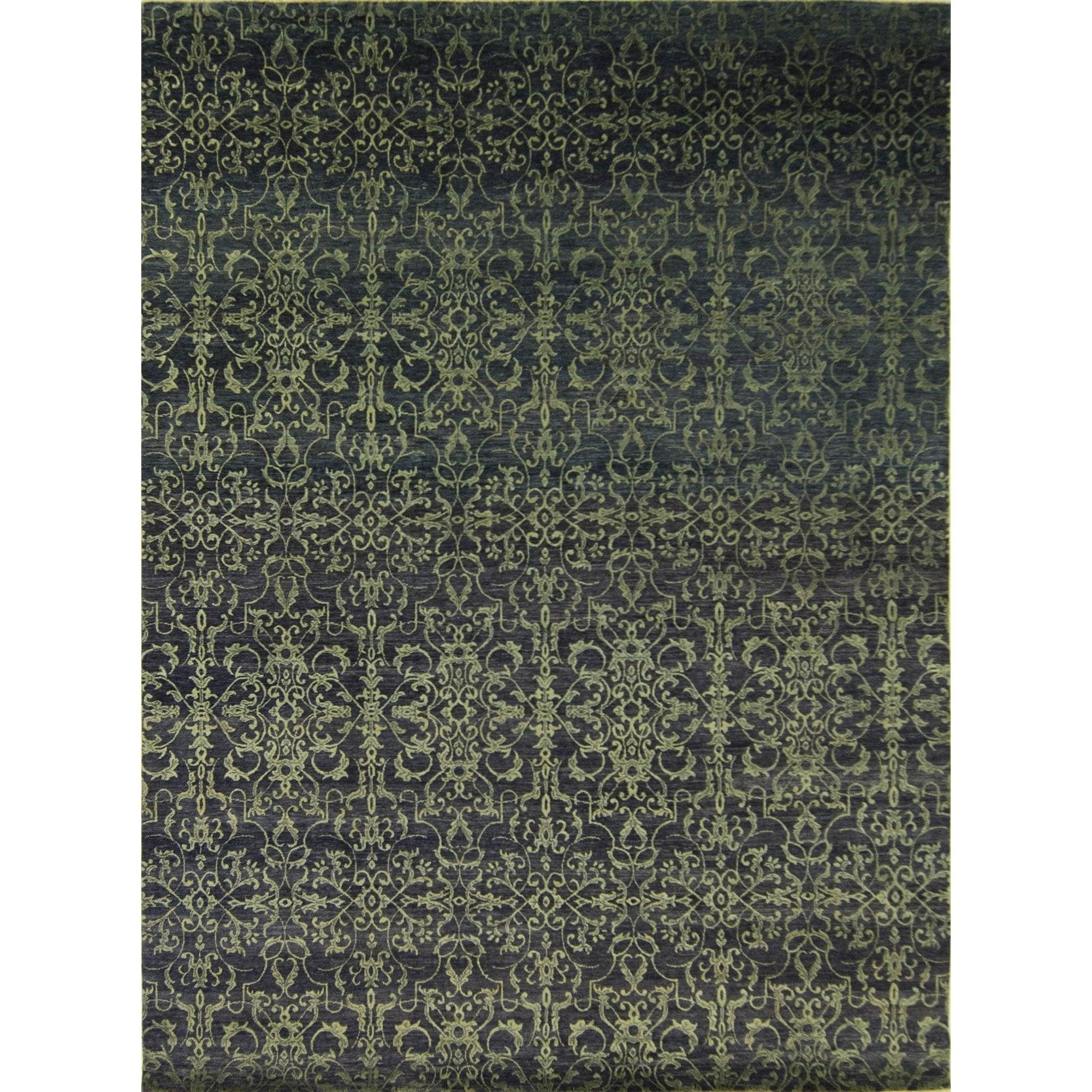 Fine Contemporary Hand-knotted NZ Wool and Silk Damask Rug 263cm x 355cm