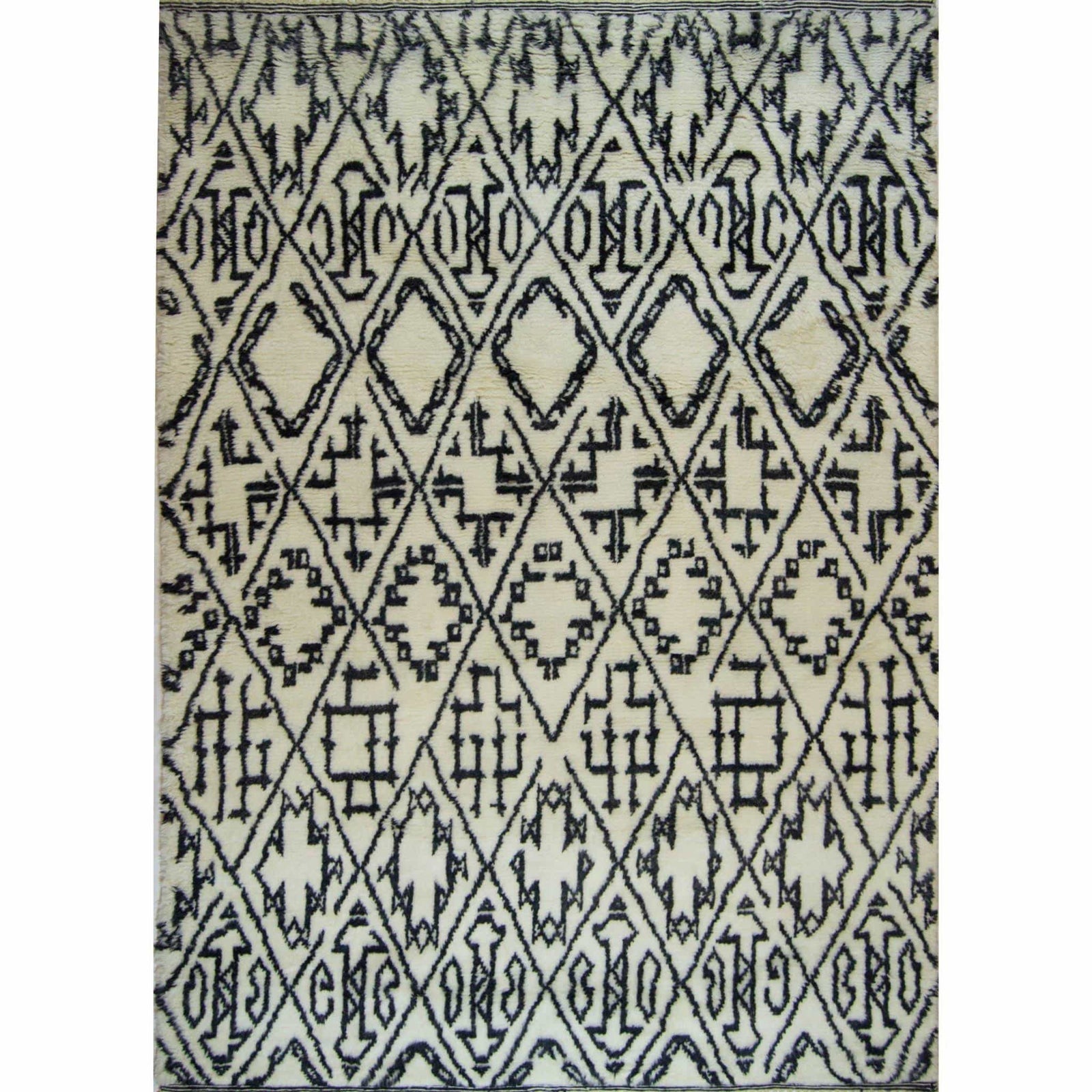 Modern Hand-knotted 100% Wool Moroccan Rug 192cm x 262cm