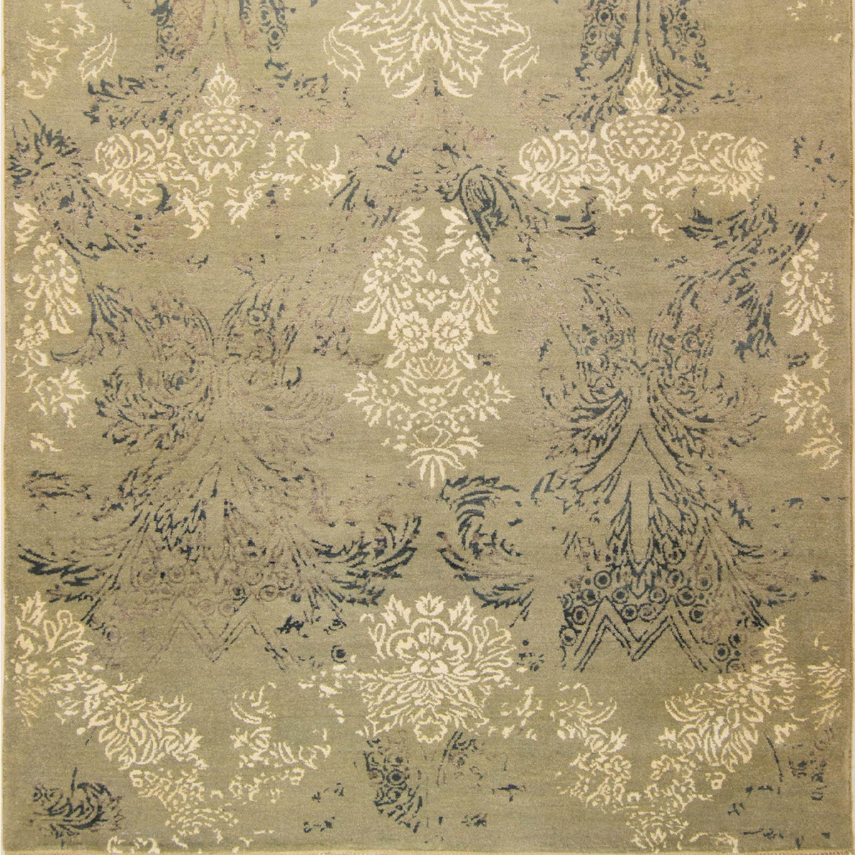 Fine Hand-knotted Wool and Silk Broken Design Rug 186cm x 286cm