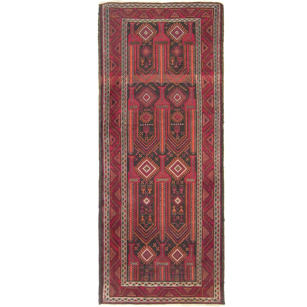 Fine Hand-knotted Persian Wool Baluchi Rug 121cm x 276cm
